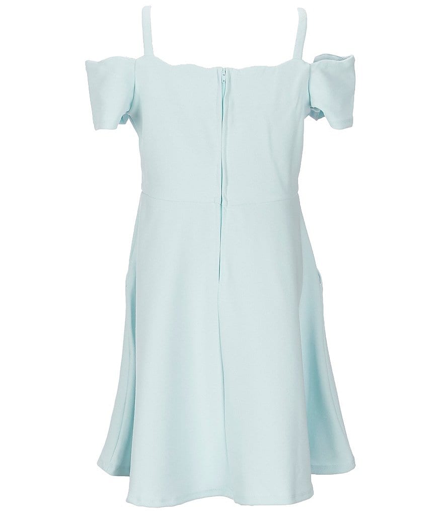Rare Editions Big Girls 7-16 Cold-Shoulder Scalloped Fit-And-Flare Dress