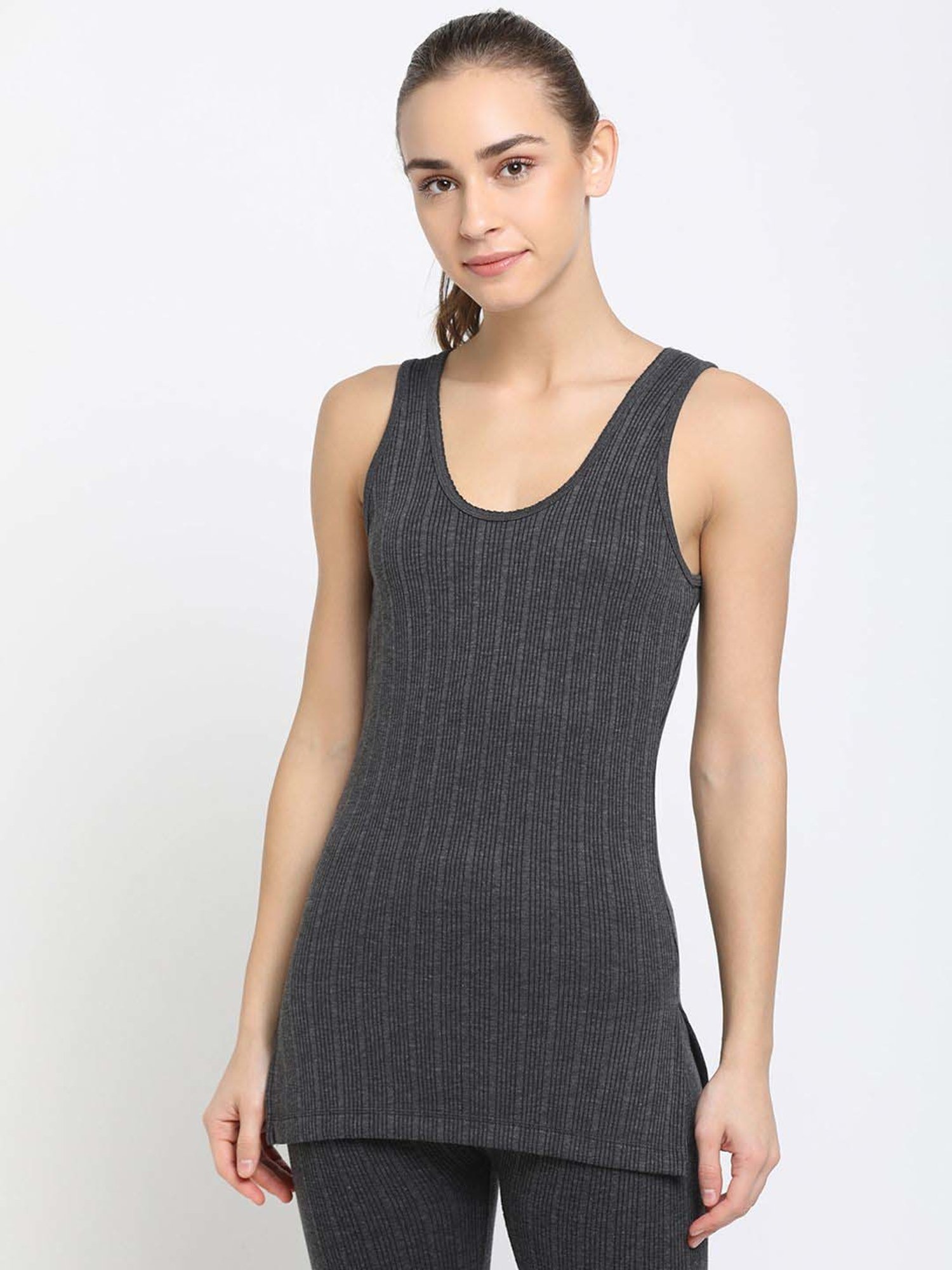 Dixcy Slimz Charcoal Melange Plain Thermal Top