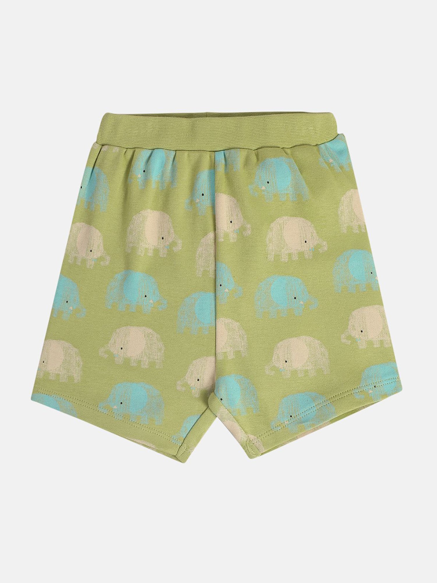 MINIKLUB Boys Green & Blue Printed Shorts (Pack Of 2)