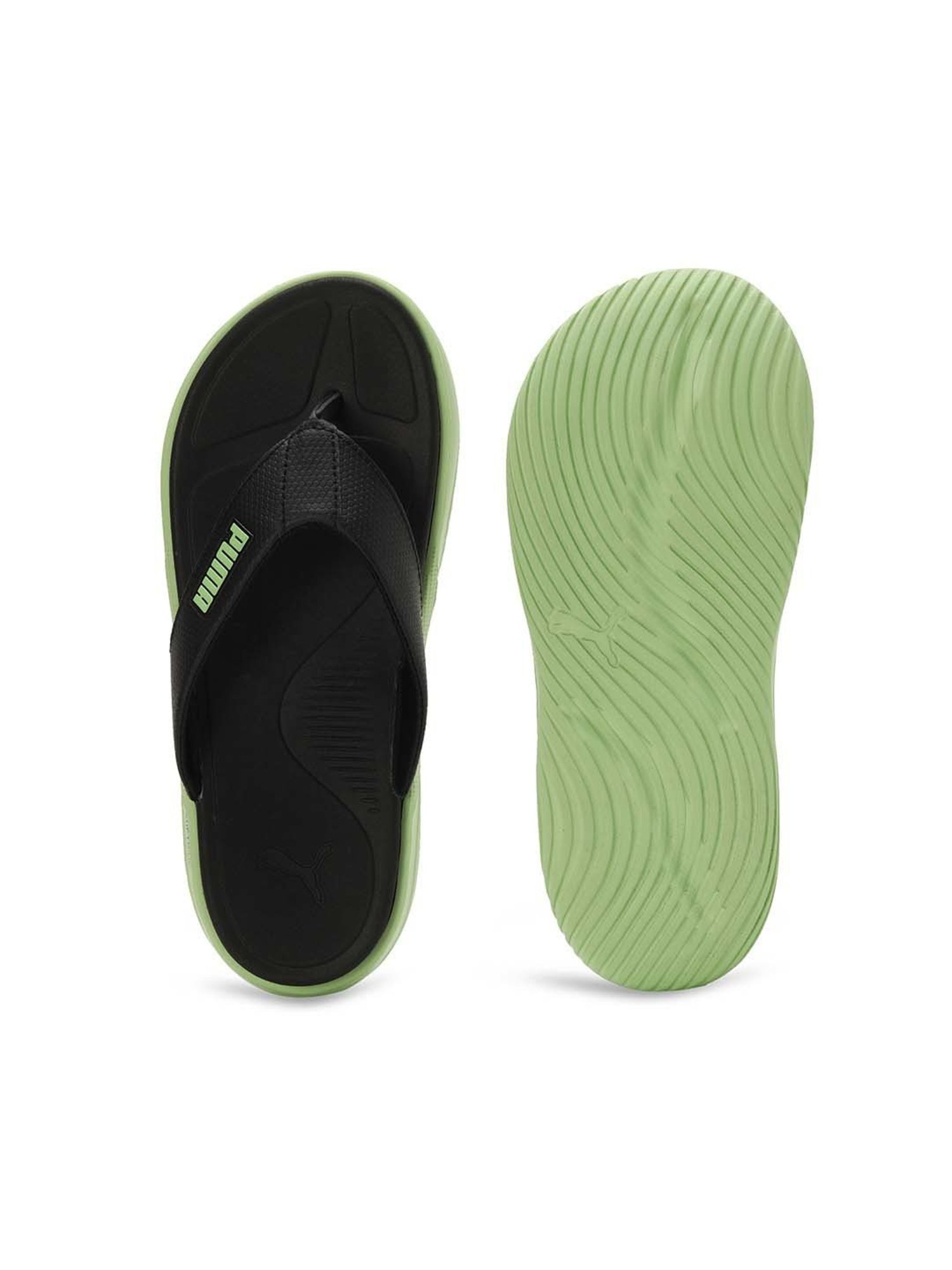 Yellow by Westside Navy Stripe Pattern Slides