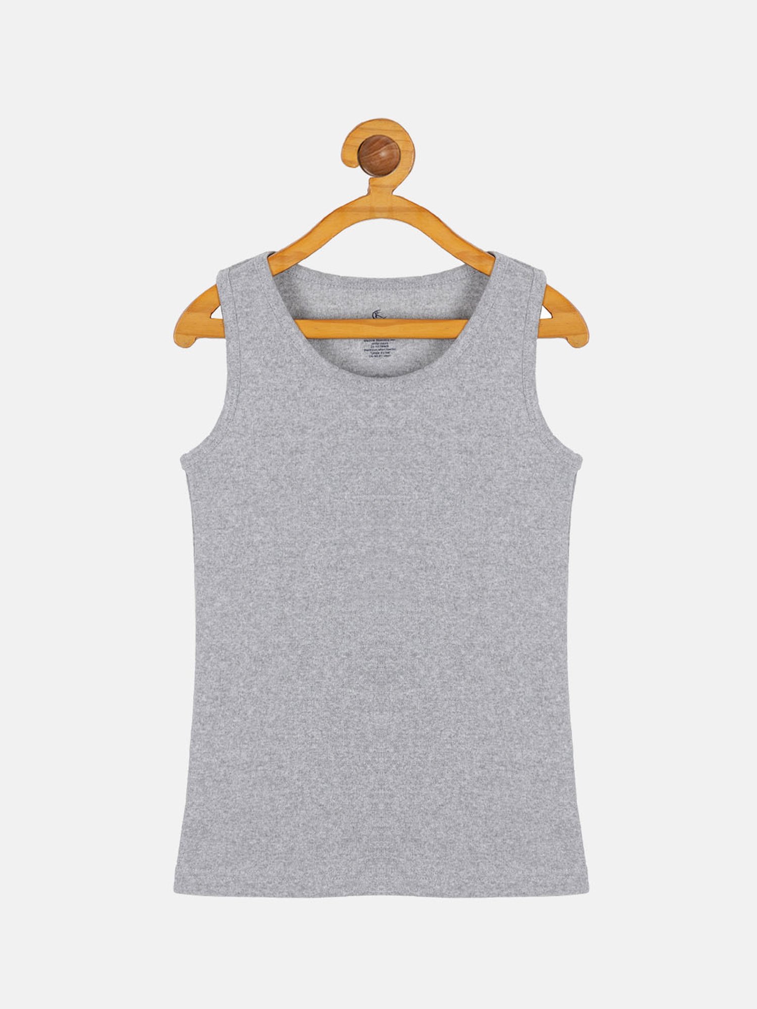 Kiddopanti Kids Grey Melange Solid Vest (Pack Of 3)