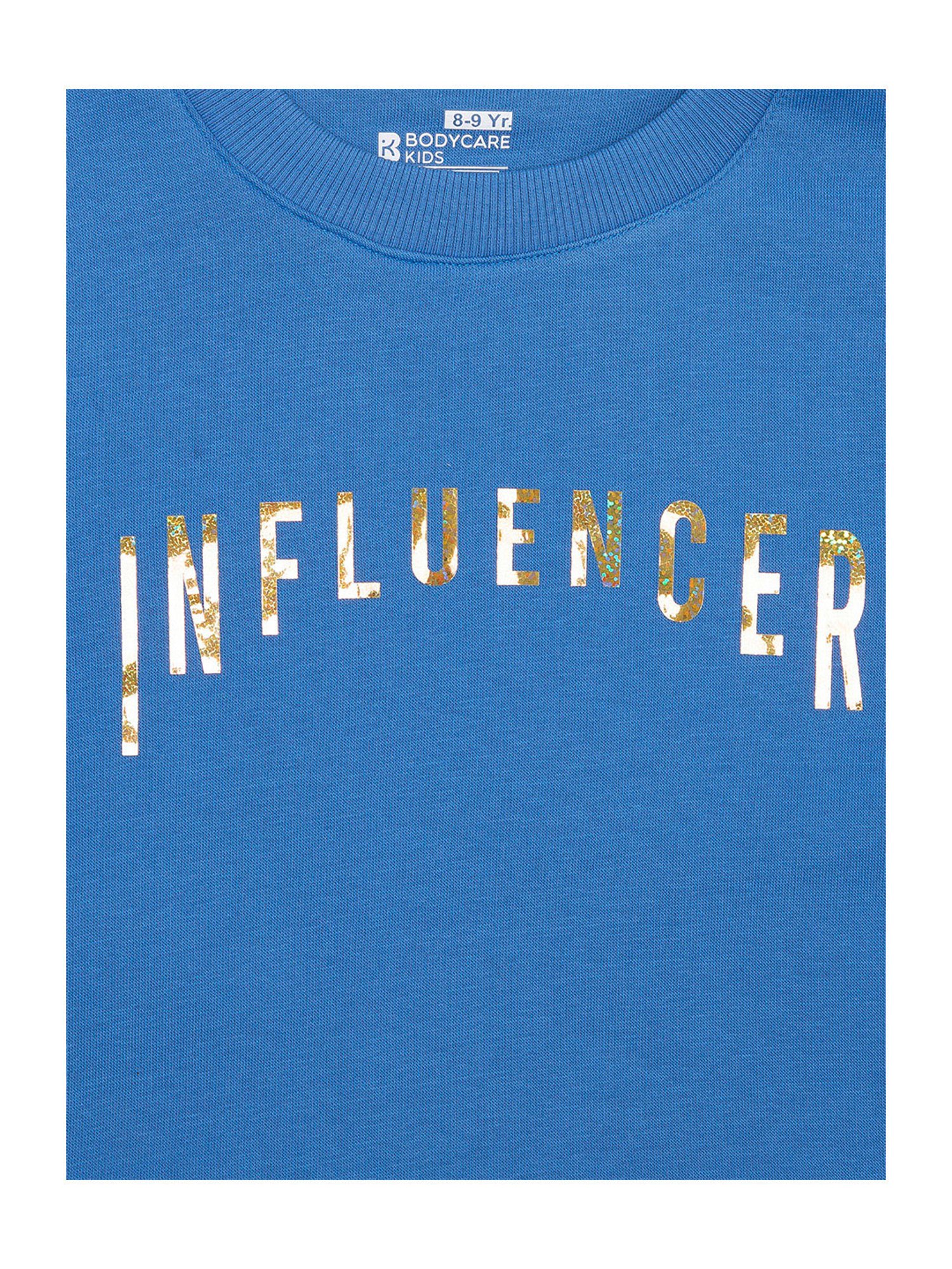 Bodycare Girls Blue Printed Full Sleeves Sweatshirt