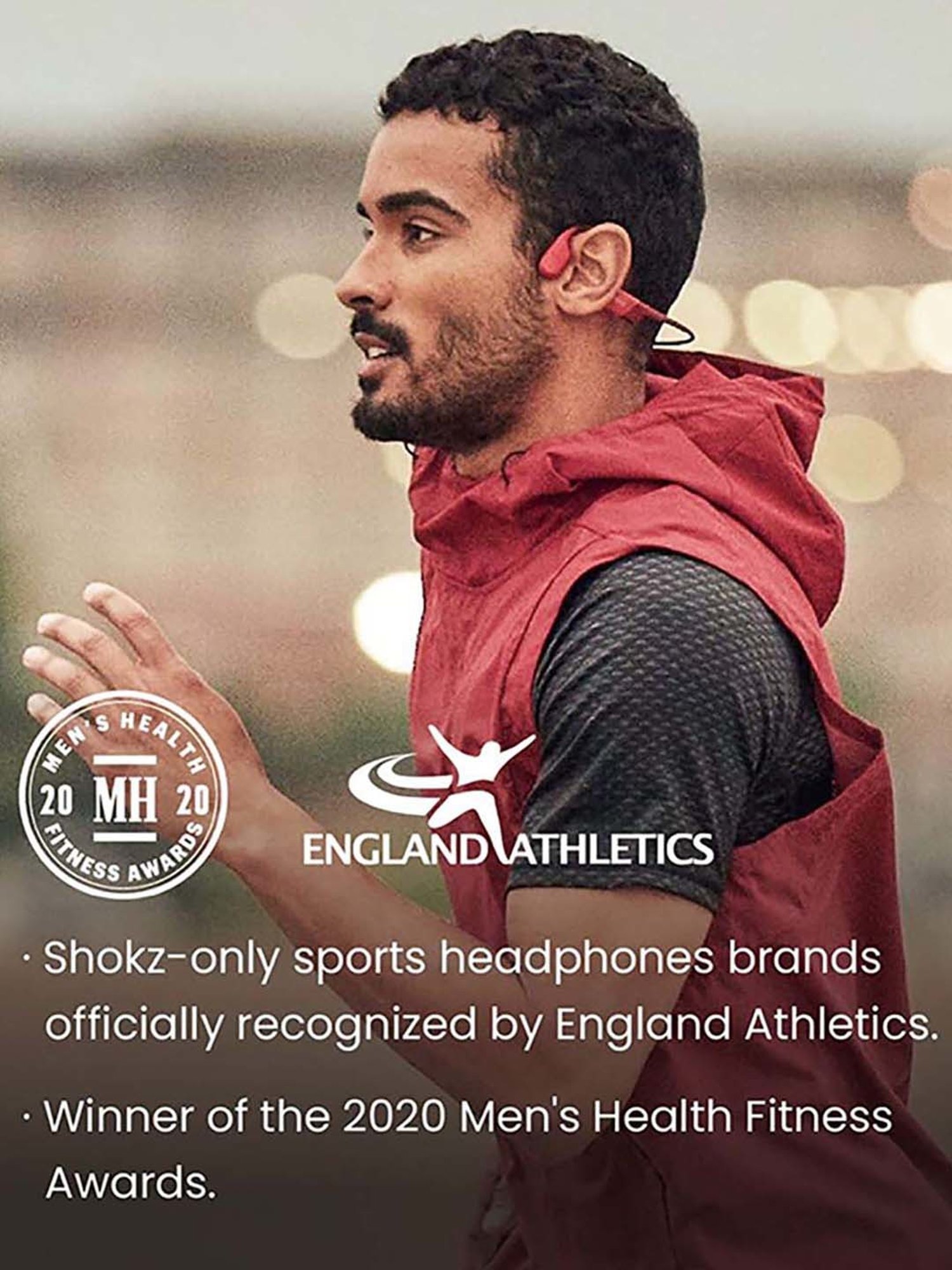 Shokz OpenRun Open-Ear Bluetooth Bone Conduction Sport Headphones (Red)