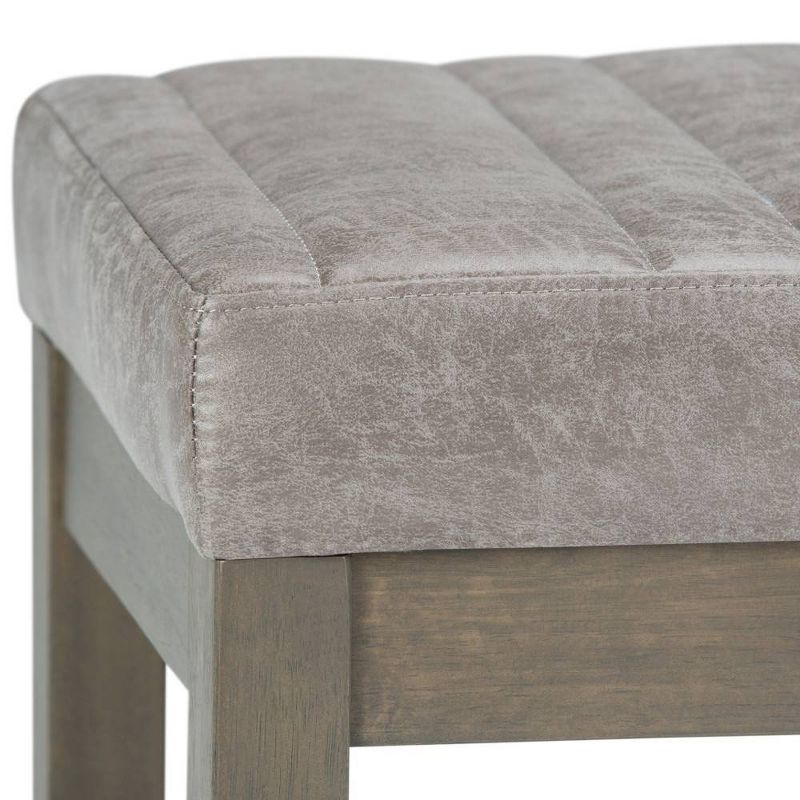 48" Kaufman Ottoman Bench Distressed Gray Taupe Faux Air Leather - WyndenHall