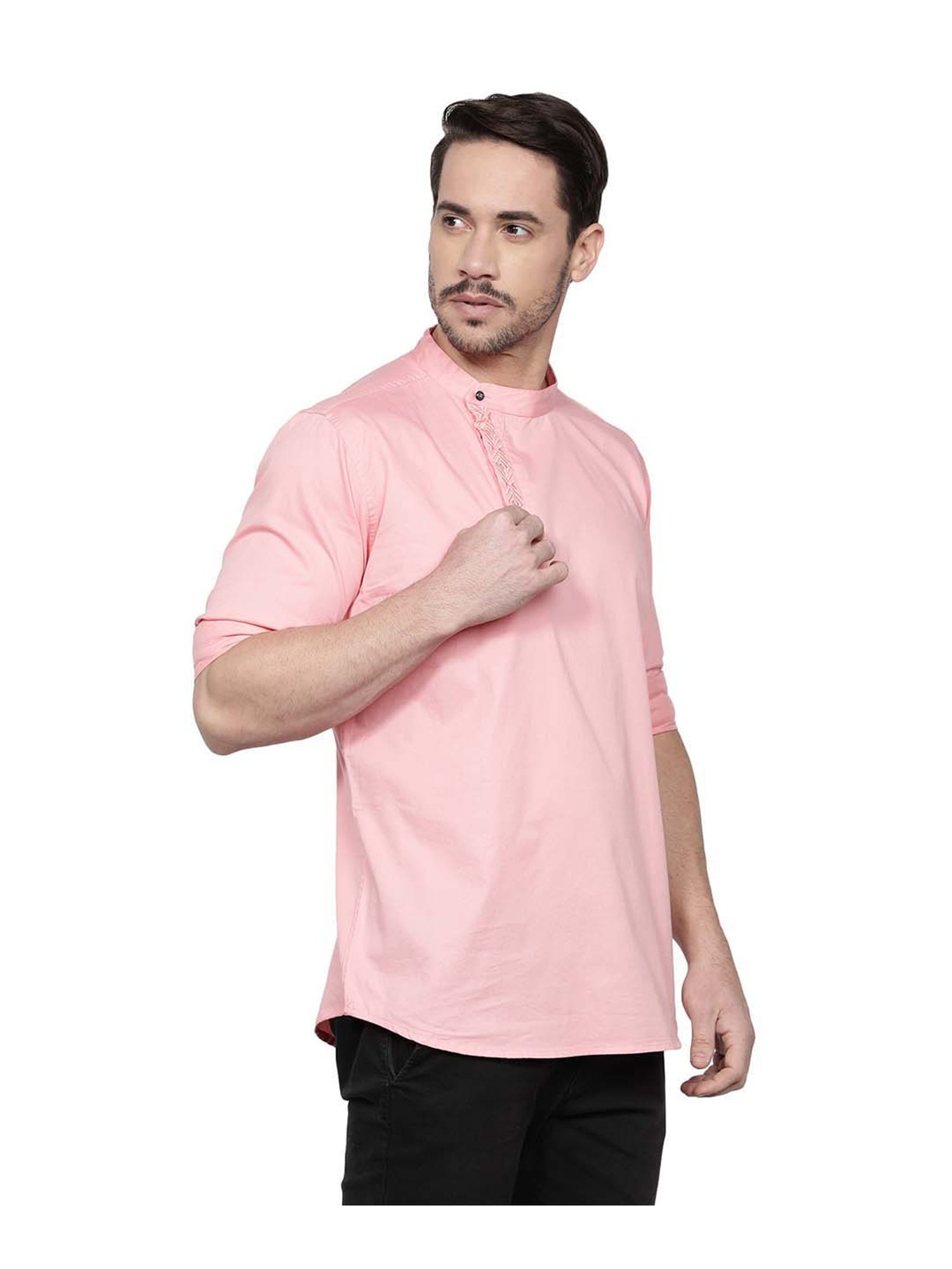 Kuons Avenue Rose Pink Regular Fit Angrakha Kurta