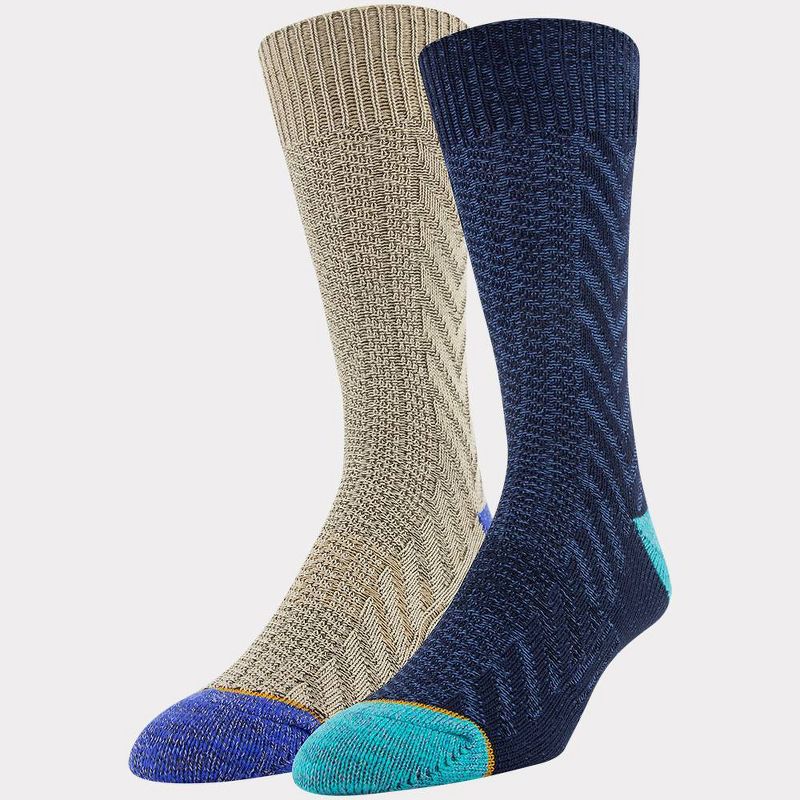 Signature Gold by GOLDTOE Men's Native Nomad Crew Cable Knit Socks 2pk - Peacoat 6-12.5