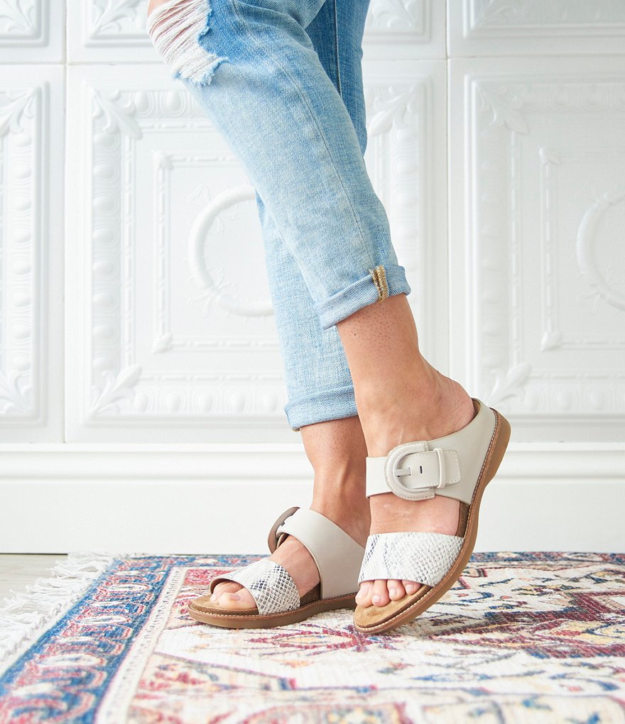 Sofft Braye Leather Snake Print Comfort Footbed Slides