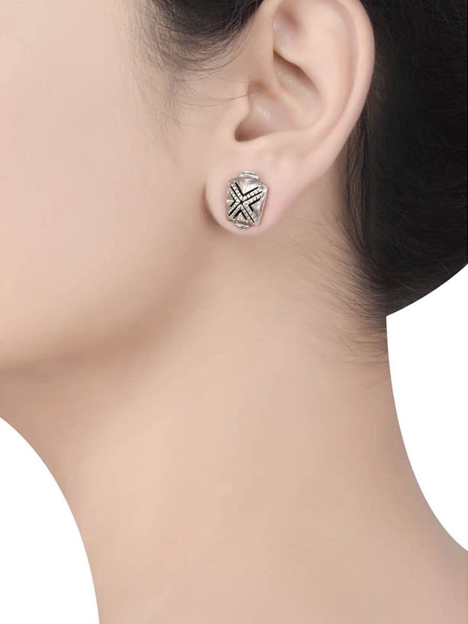 Tribe Amrapali Silver-Plated Coastal Cross Masaba Stud Earrings