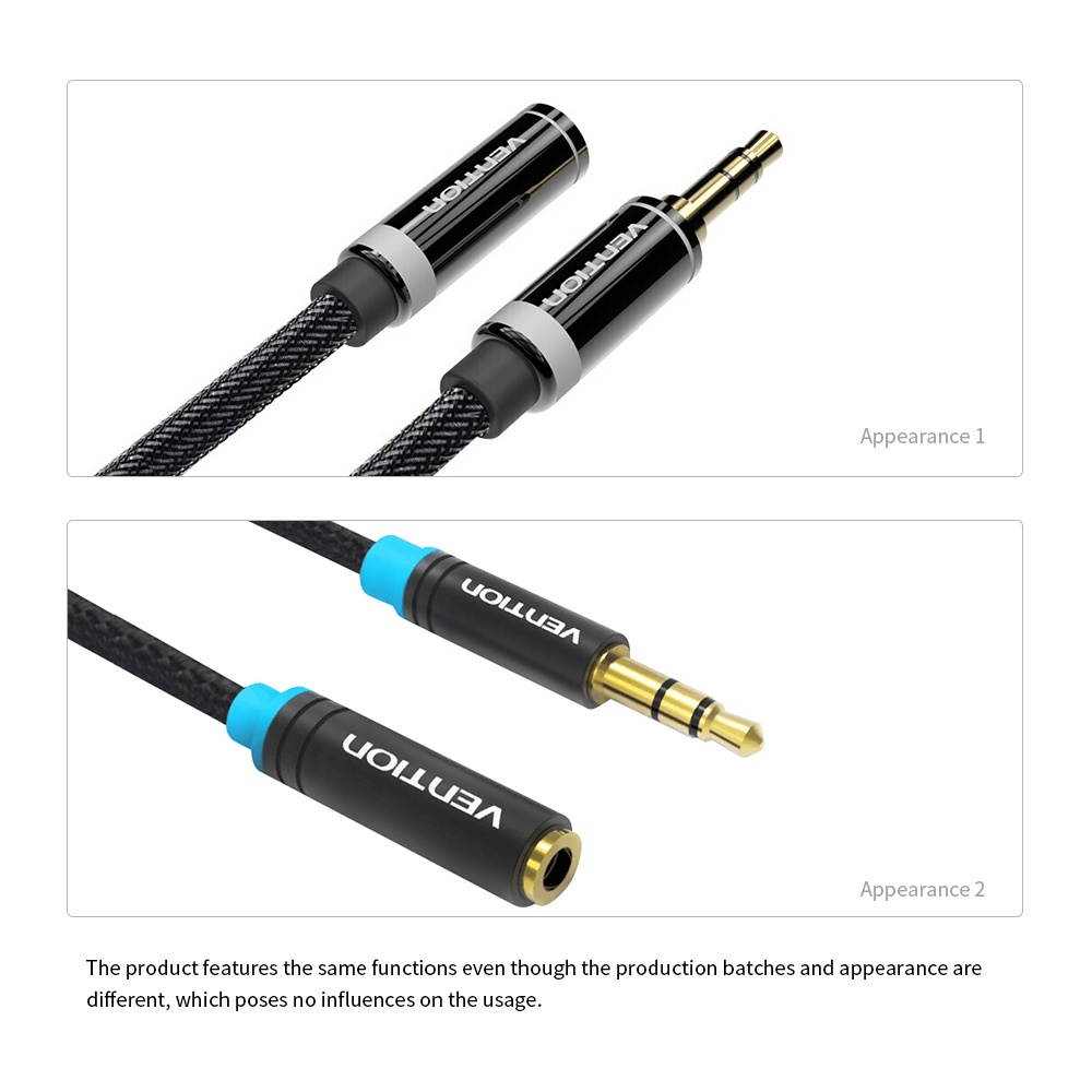 VENTION 3.5mm Audio Extension Cable Stereo Male to Female Audio Adapter AUX Cable for Car Smartphone PC MP3 2m/6.56ft(Black)