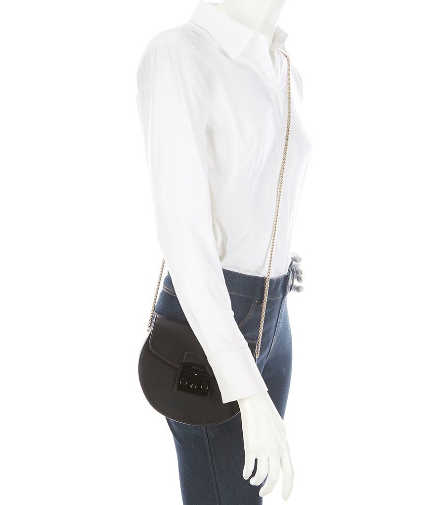 Furla Metropolis Leather Round Mini Crossbody Bag