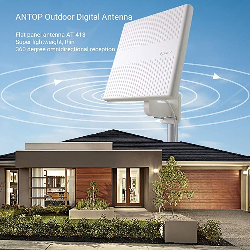 Flat-Panel HDTV Antenna Outdoor, 360&deg; Omni-Directional Amplified TV Antenna for VHF/UHF,Built-in 4G LTE Filter,Support 4K 1080p Channels & All Older TV's for Outdoor,16ft Coaxial Cable