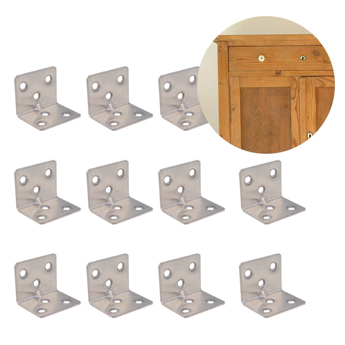 12pcs Triangle Stainless Steel L Shaped Corner Brace Shelf Brackets Right Angle