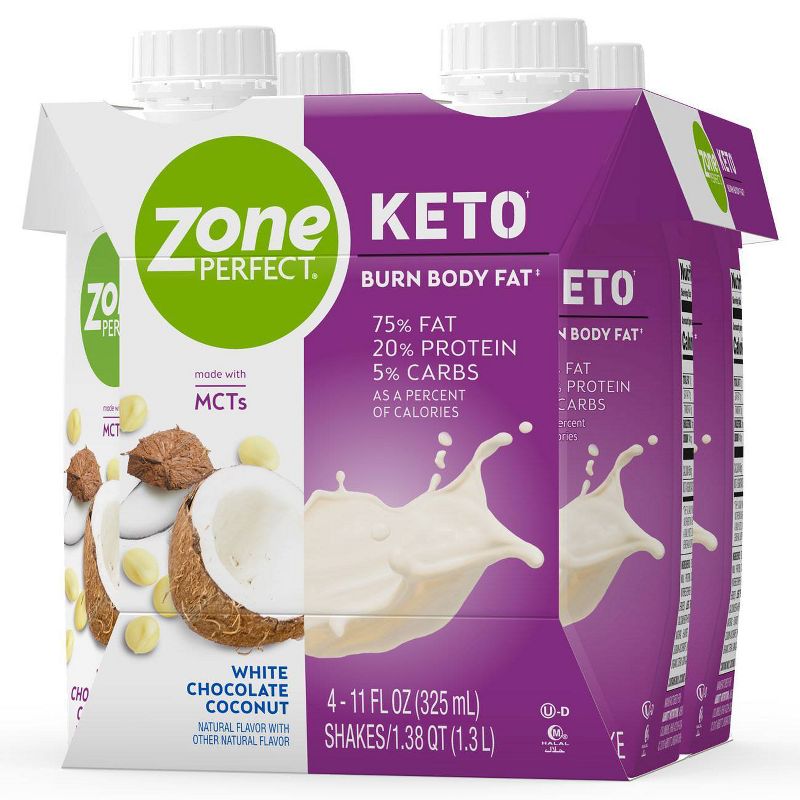 ZonePerfect Keto Nutrition Shake - White Chocolate Coconut - 4ct/11 fl oz