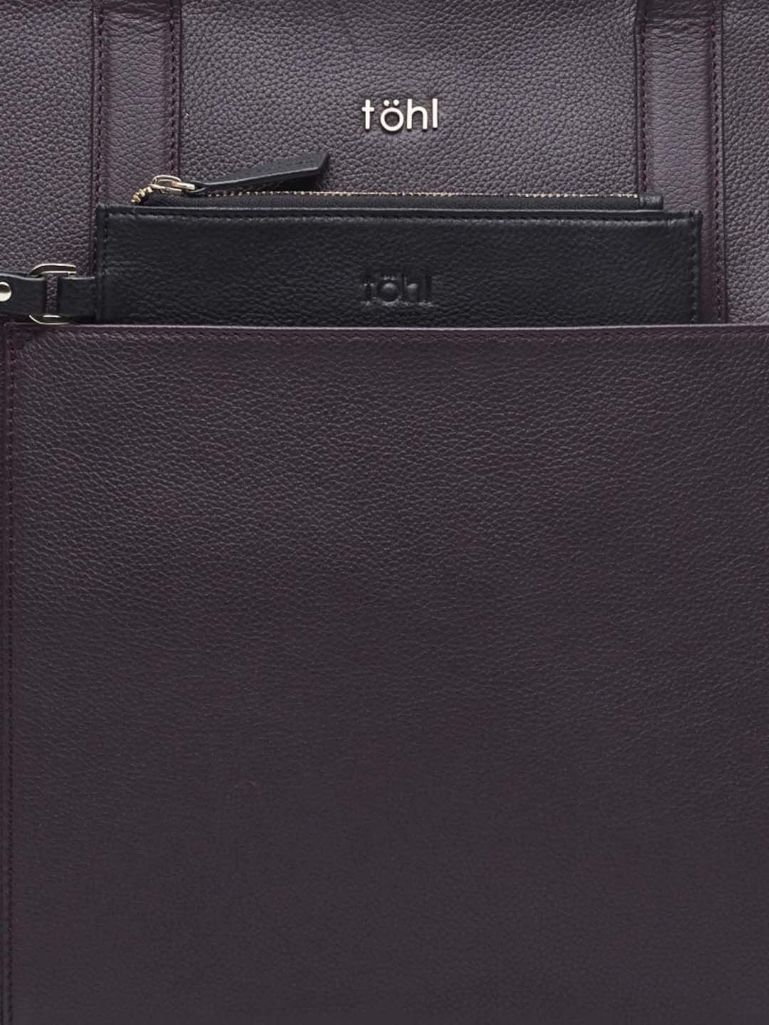 Tohl Burgundy Solid Extra Large Tote Handbag with Pouch