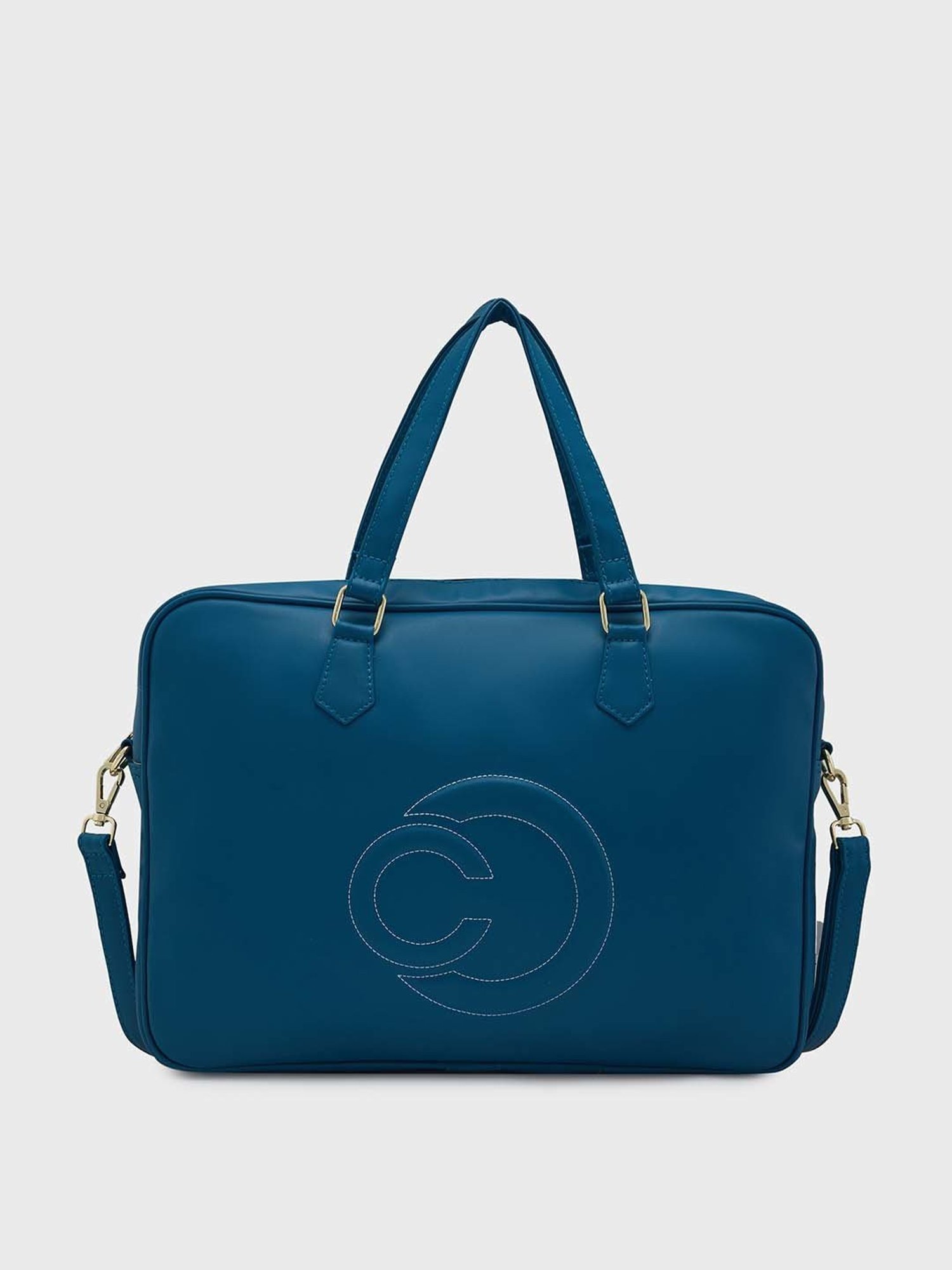 Caprese DORA Blue Faux Leather Large Laptop Messenger Bag