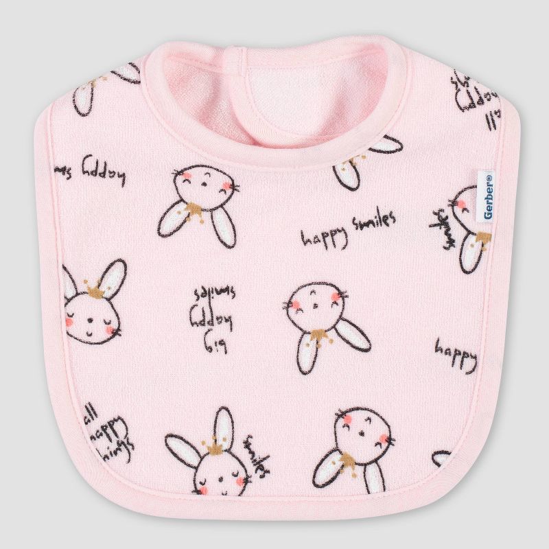 Gerber Baby Girls' 4pk Bunny Bib - Pink