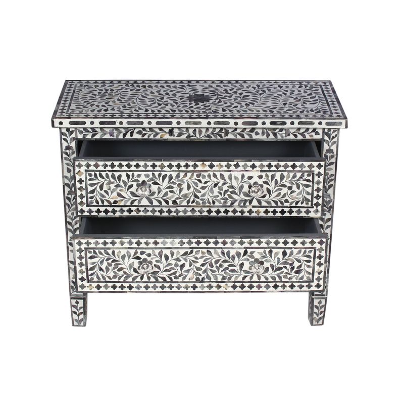 Kaylee's Garden Mosaic 2 Drawer Accent Chest Gray - Treasure Trove Accents