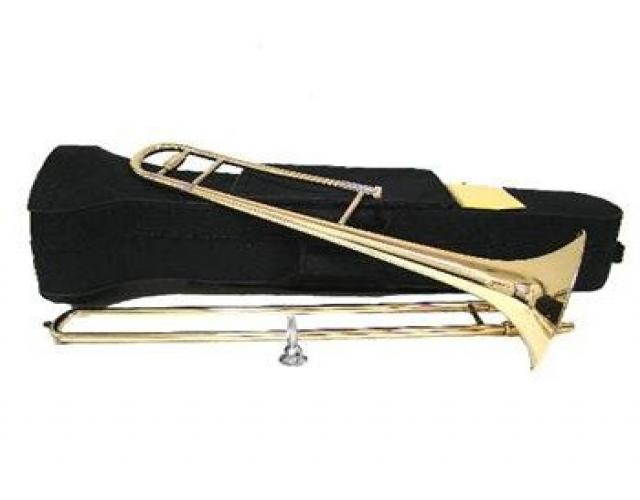 new merano b flat gold slide trombone with case+metro tuner+black music stand