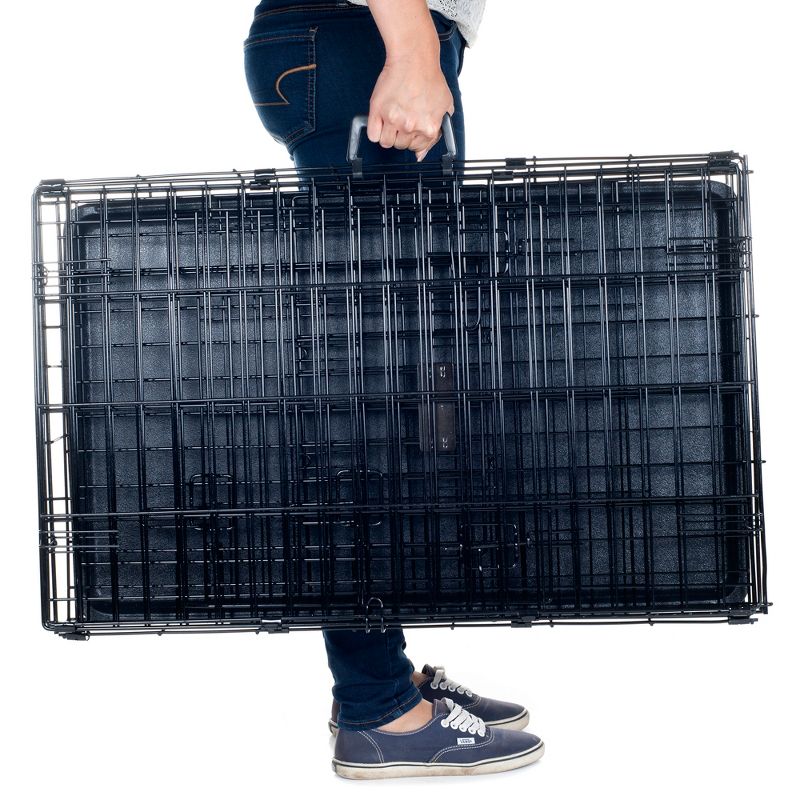 dbest products Pet Smart Cart Carrier Crate Kennel Cage Bag with Wheels and Padded Bed for Airline Airplane Travel with Cats and Dogs, Large (Black)