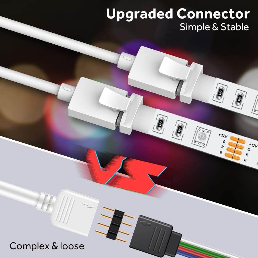 Govee LED Strip Lights 65.6ft RGB Light Strip with Remote Control 600 Bright LEDs DIY Color Options with ETL Listed Adapter for Bedroom Ceiling Under Cabinet (2 Rolls of 32.8ft)