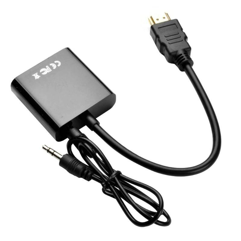 HDMI to VGA Adapter Male To Famale Converter Adapter 1080P Digital to 3.5mm Audio Cable For PC Laptop Tablet
