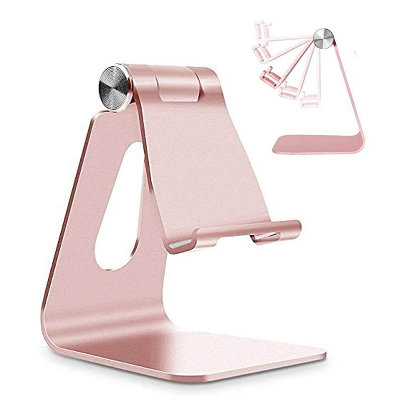 Adjustable Cell Phone Stand  Phone Stand Cradle Dock Holder Aluminum Desktop Stand Compatible With iPhone Xs Max Xr 8 7 6 6s Plus 5s Charging Accessories DeskAll Smart PhoneRose Gold