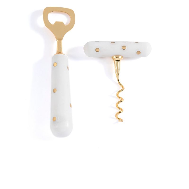 Stella Cork Screw And Bottle Opener Set - White - Shiraleah