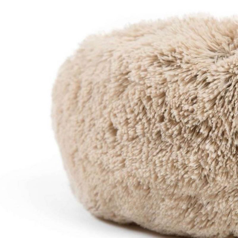 Best Friends by Sheri Luxury 23 Inch Shag Faux Fur Donut Dog Cat Pet Bed, Taupe