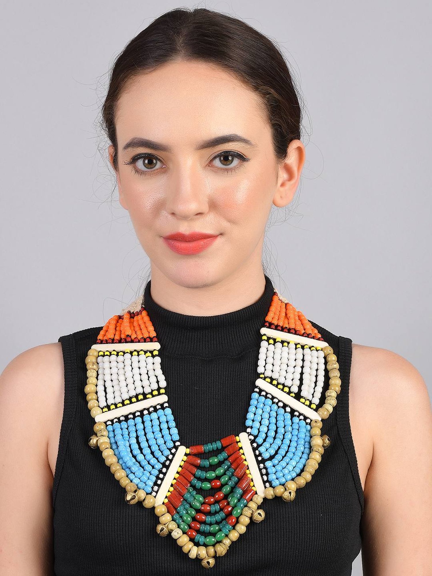 Imli Street Multicolor Vintage Naga Beaded Tribal Necklace