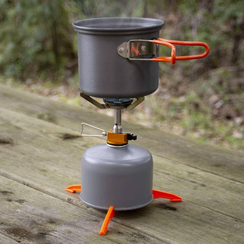 nCamp Portable Stainless Steel Outdoor Camping Stove and Gas Adapter Hose Bundle with Portable Stainless Steel Outdoor Camping Espresso Coffee Maker