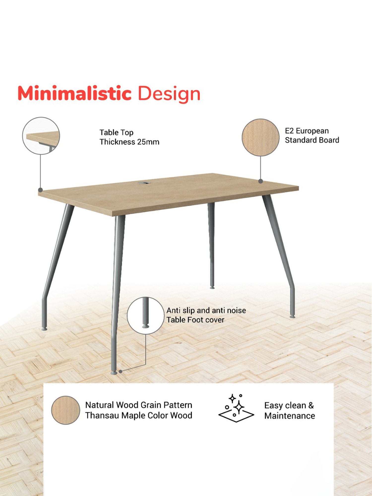 HNI India RATEO Engineered Wood Ergonomic Executive Office & Study Desk (900MM)