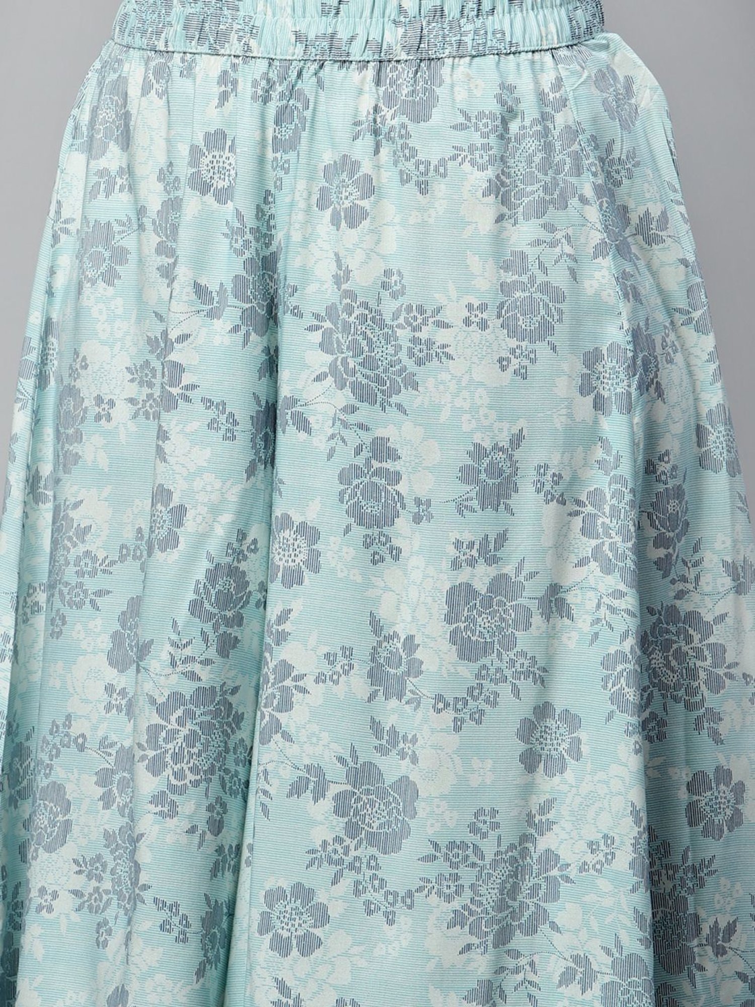 Aurelia Women Blue Floral Print Rayon Kurta Set with Culottes