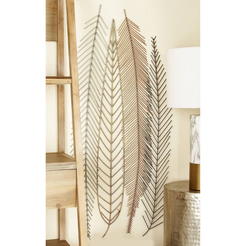 18" x 42" Extra Large Metallic Feather Sculptures Metal Wall Decor - CosmoLiving by Cosmopolitan