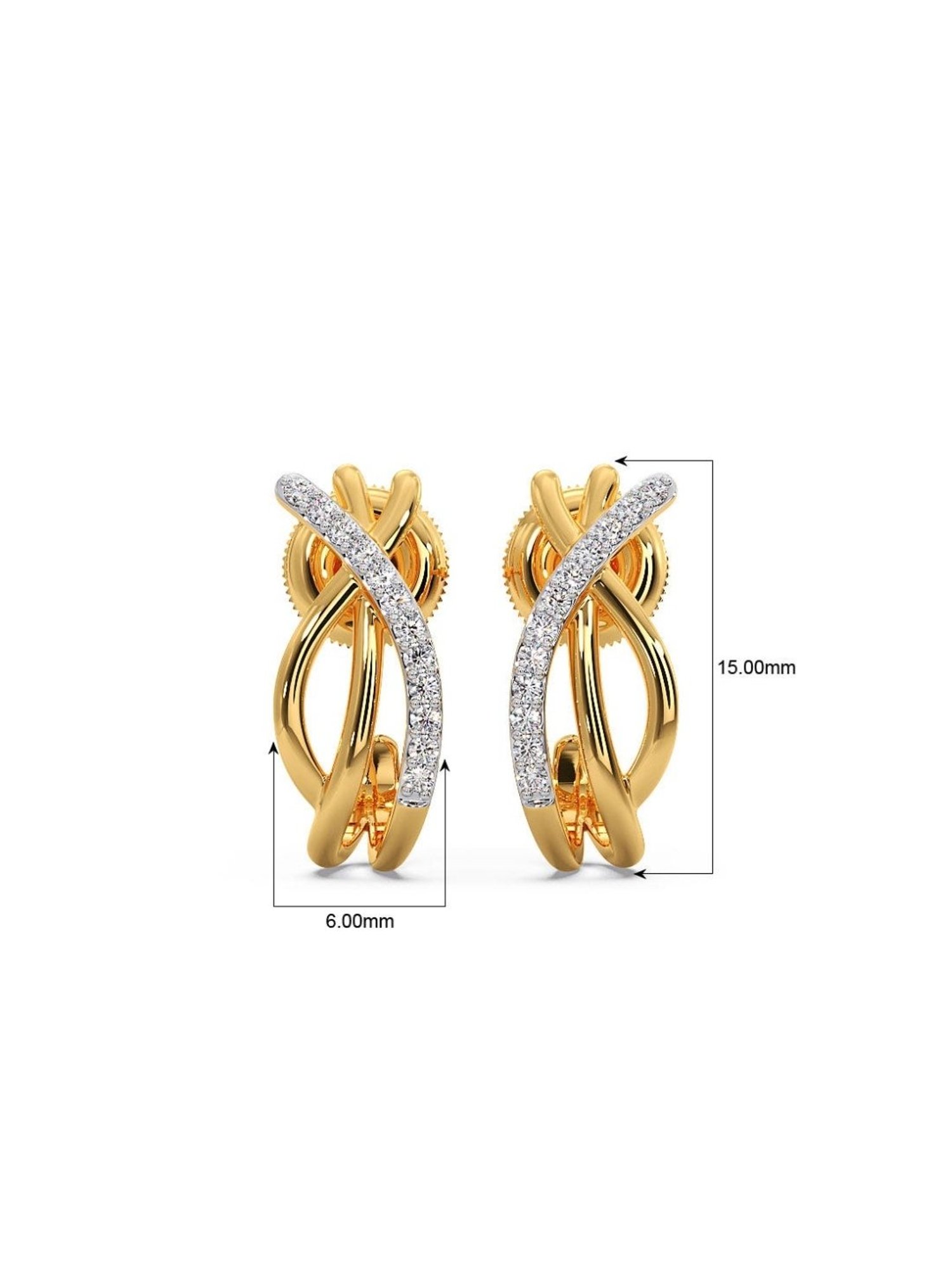 Candere by Kalyan Jewellers Peacock Collection 18k Yellow Gold Diamond Hoop Earrings for Women