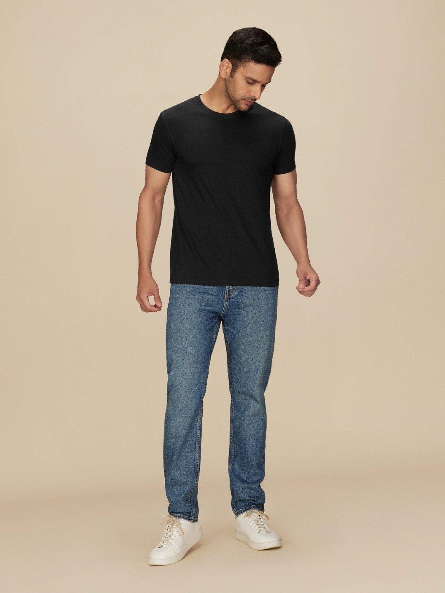 XYXX Pitch Black Cotton Regular Fit T-Shirts