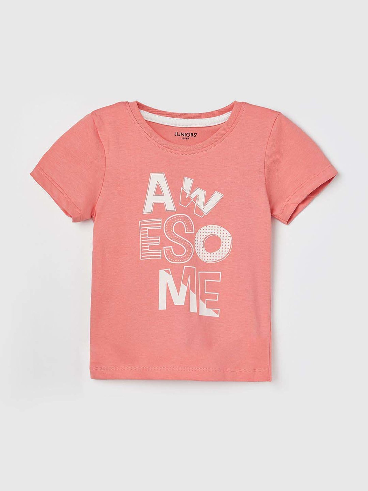 Juniors by Lifestyle Boys Pink Cotton Printed T Shirt