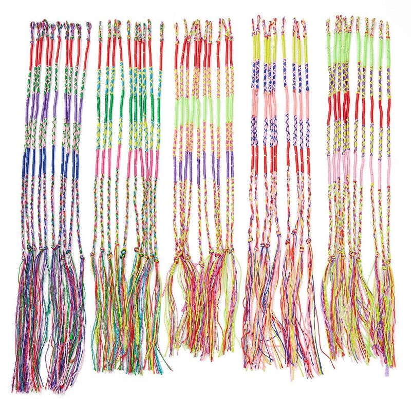 Bright Creations 100-Pack Colorful Handmade Braid Friendship Bracelets, One Size for Arts and Crafts Kids Crafts