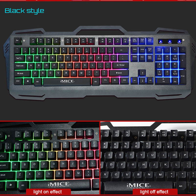 IMICE Gaming Keyboard Wired USB Gamer Keyboards 104 Keys Computer Keyboard Metal Panel Floating Backlit Keyboard For Desktop/PC(Gold)