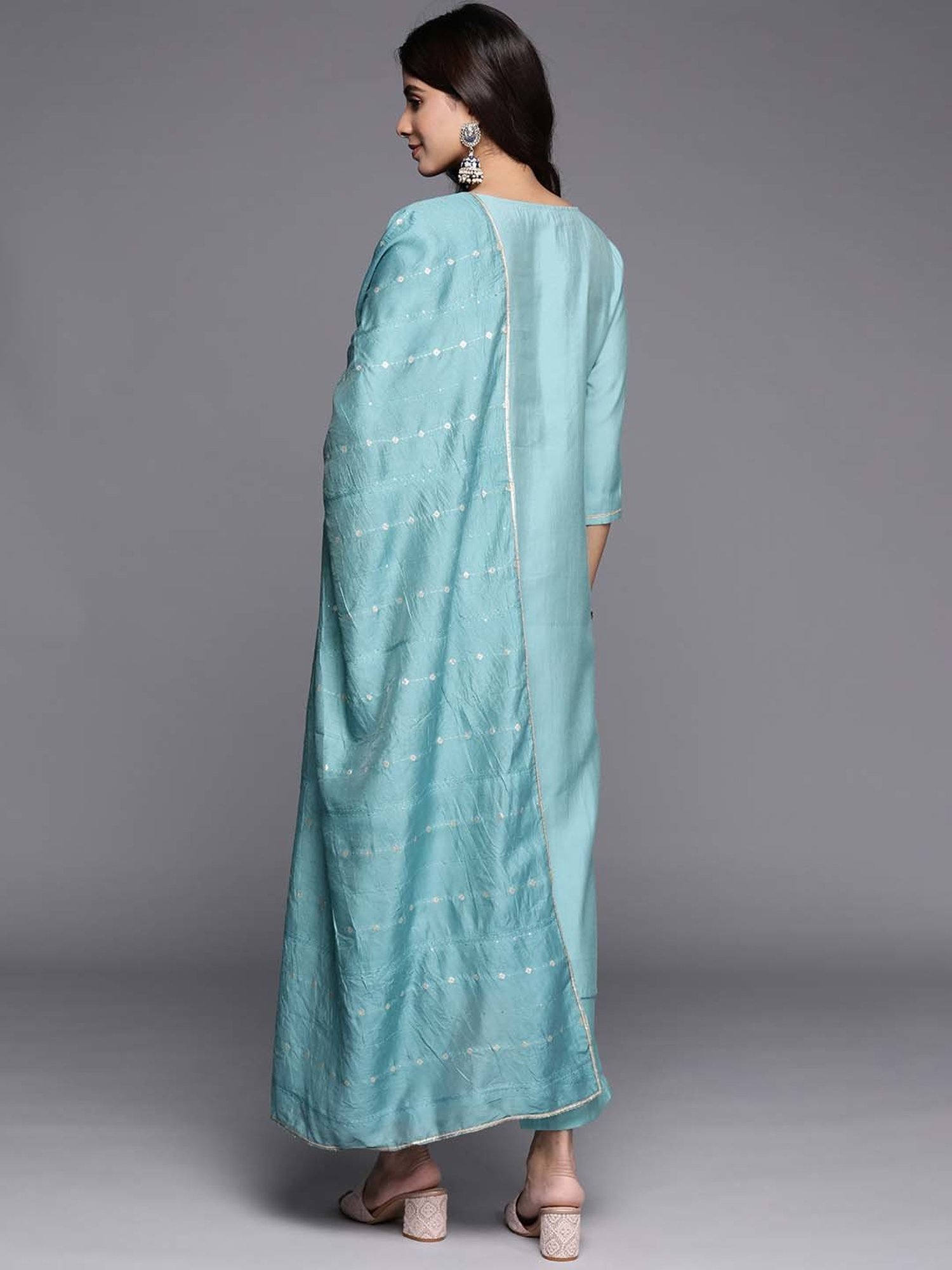 URBAN MYSTIC Black Rayon Embroidered Kurta & Sharara Set