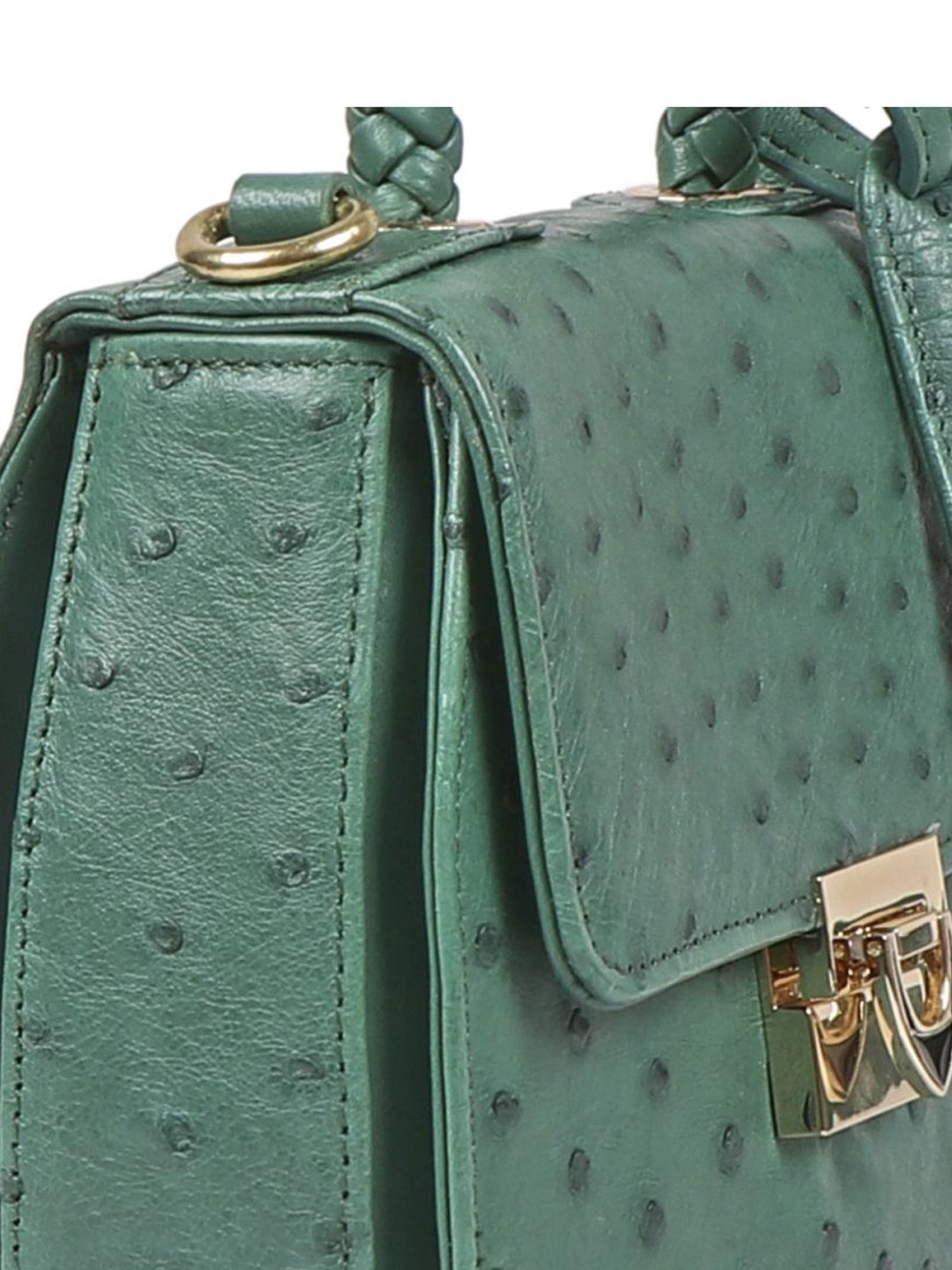 Hidesign Atelier Eda 04 Ostrich Green Textured Medium Handbag