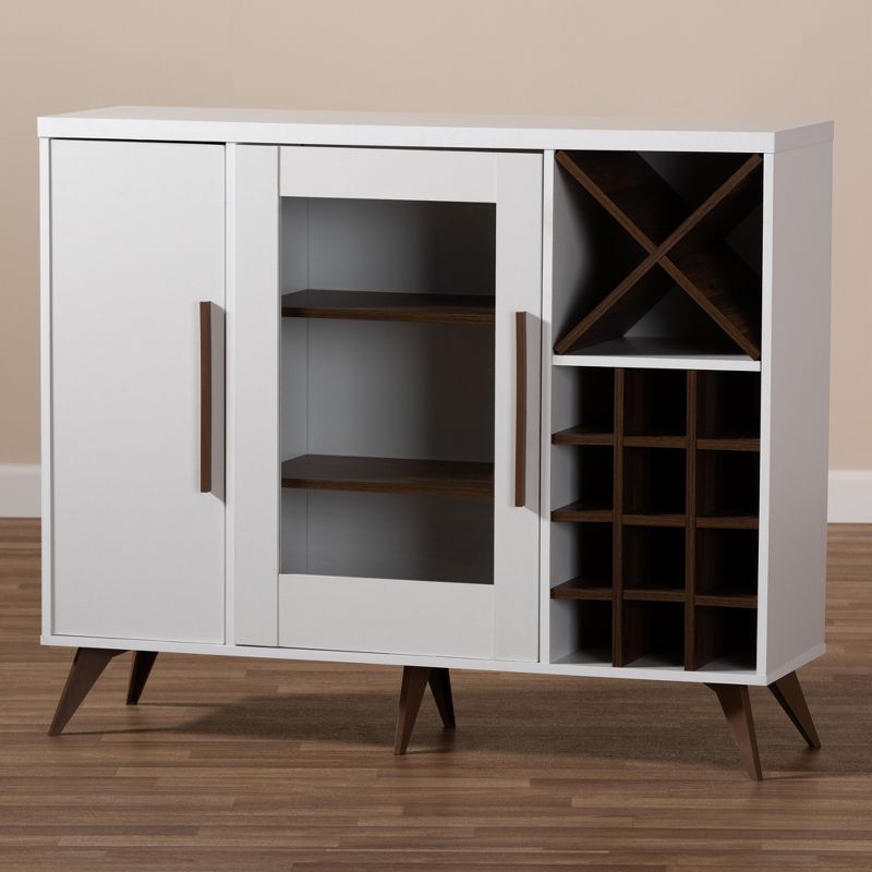 Pietro Finished Wine Cabinet White/Brown - BaxtonStudio
