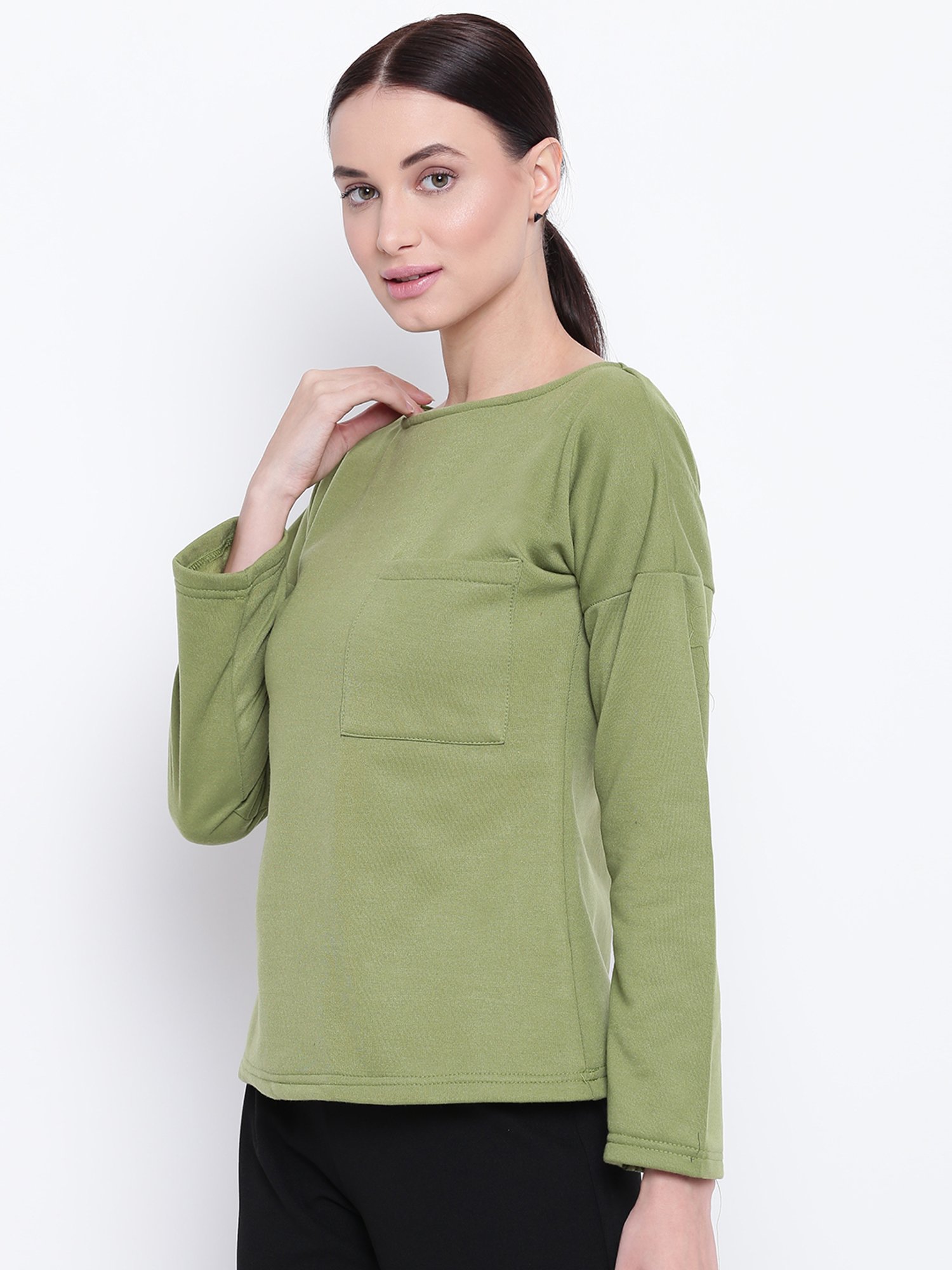 Belle Fille Green Full Sleeves Sweatshirt