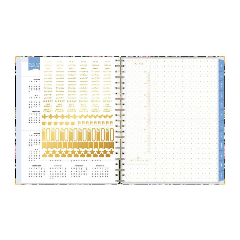 2021-22 Academic Planner 8.5" x 11" Hard Cover Weekly/Monthly Wirebound Tulip Garden Black - Day Designer