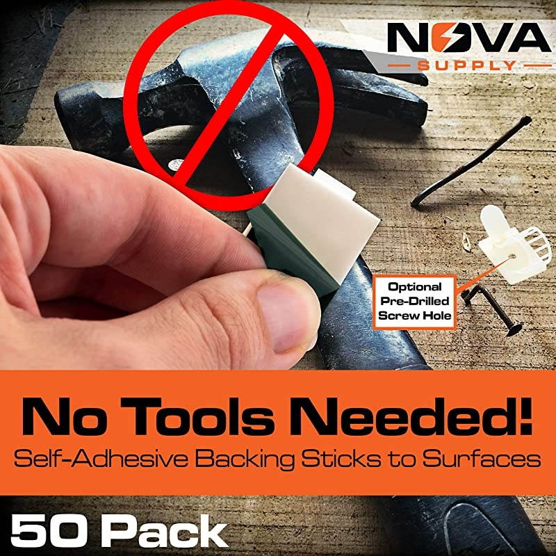 AdhesiveBacked Cable Straps 50 Pack HighStrength White Clamps for Electrical Wire Management and Organization ToolFree Installation for Home Or Office ScrewMount for Permanent Hold