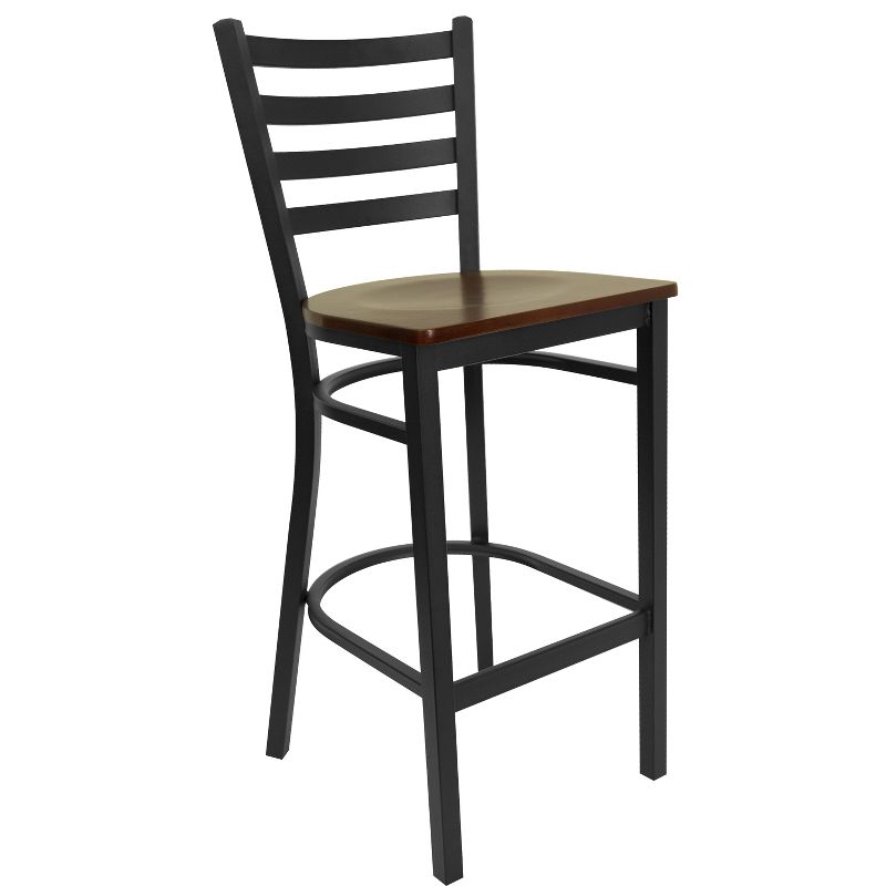 Ladder Barstool Saddle Seat Black - Riverstone Furniture Collection