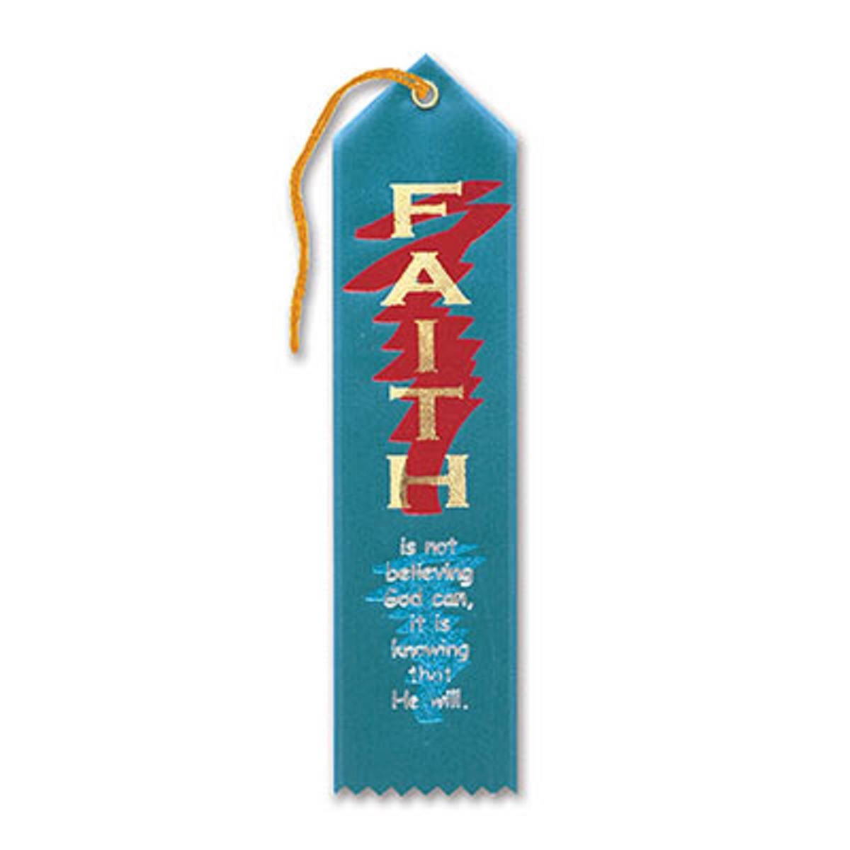 Pack of 6 Blue "Faith is Knowing Award" Decorative Award Ribbon Bookmarks 8"