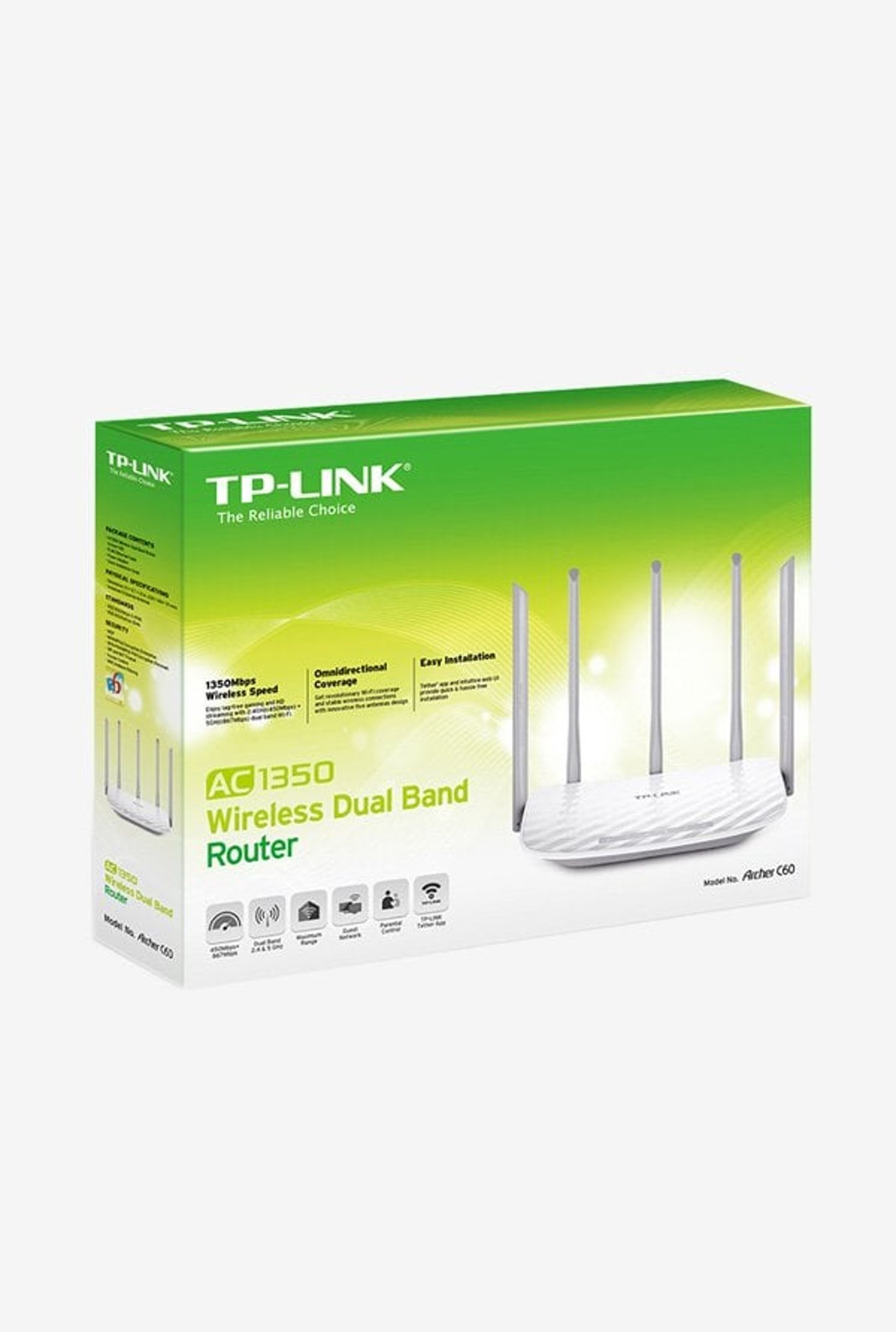 TP-LINK Archer C60 AC1350 Wireless Dual Band Router (White)