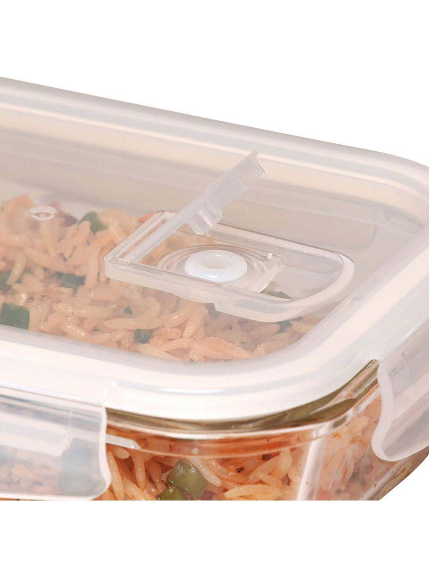 Femora Borosilicate Glass Rectangular Containers with Air Vent Lid (400 ml) - Set of 3