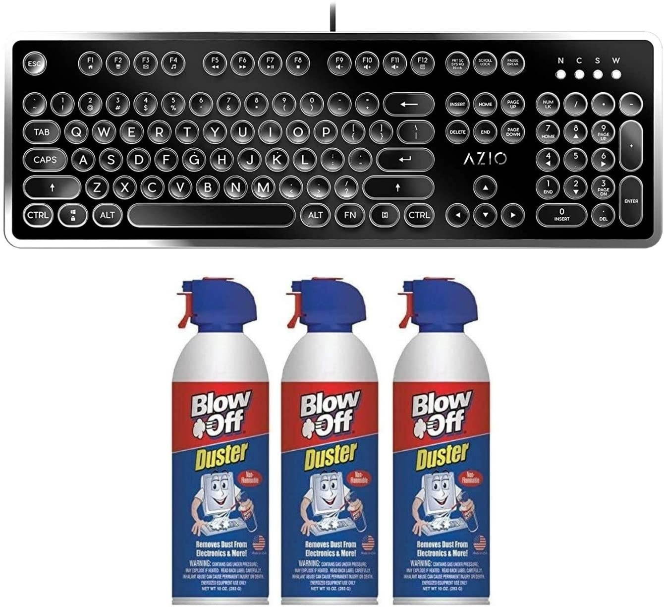 Azio MK-RETRO-01 MK Retro Mechanical Keyboard and Blow Off Duster (10 oz) Bundle (4 Items)