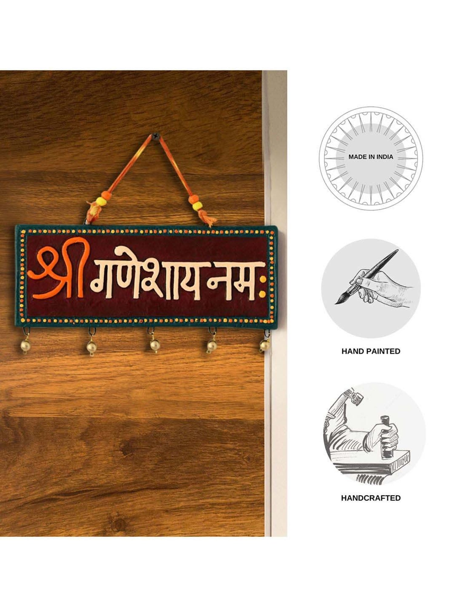 ExclusiveLane Ganesha Mantra Terracotta Wall Hanging Decor (Shree Ganeshay Namah)